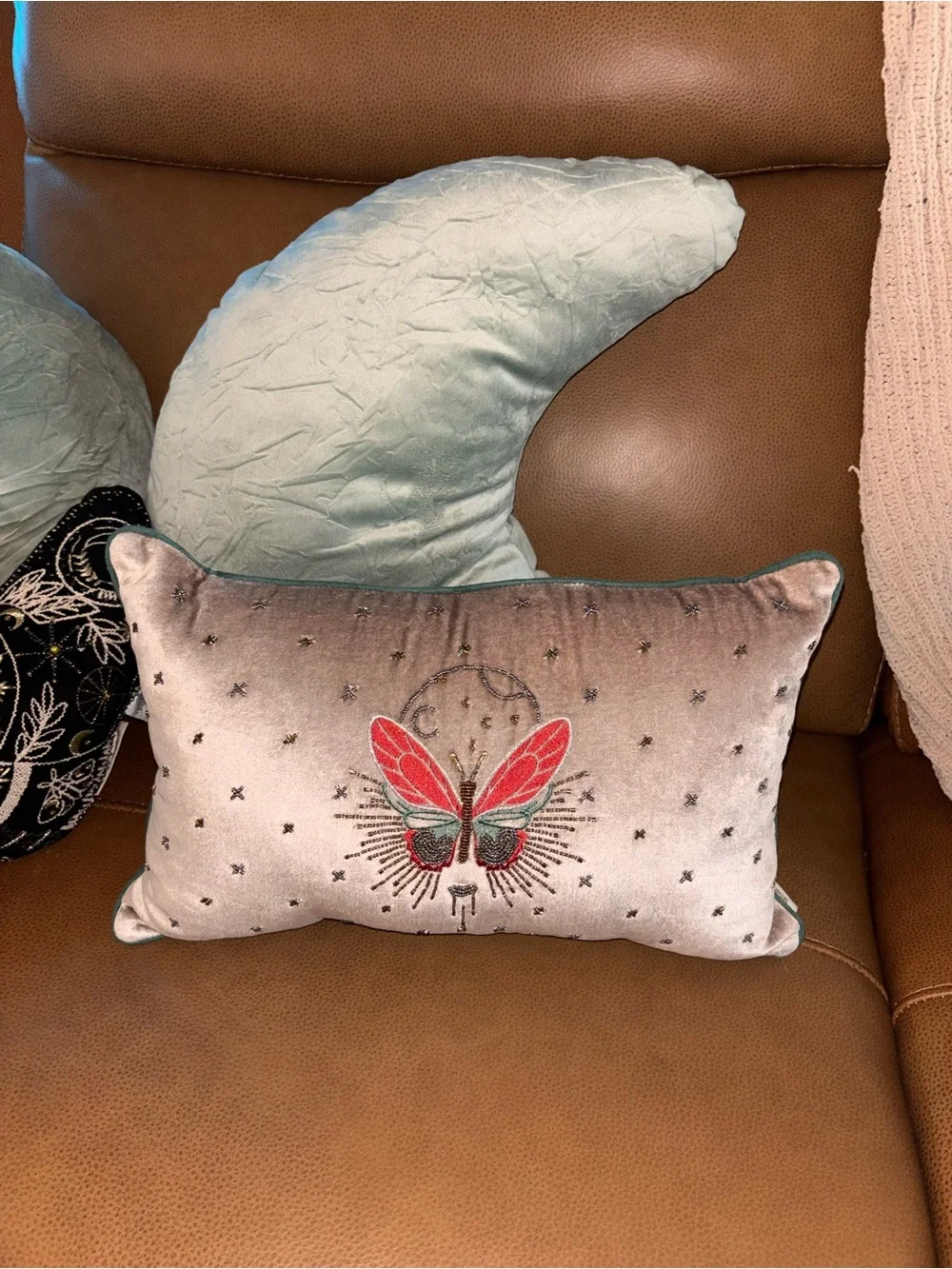 World Market Celestial Pillow Set + Velvet Moon Pillows